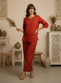 Rust Casual Two-Piece Loungewear Set