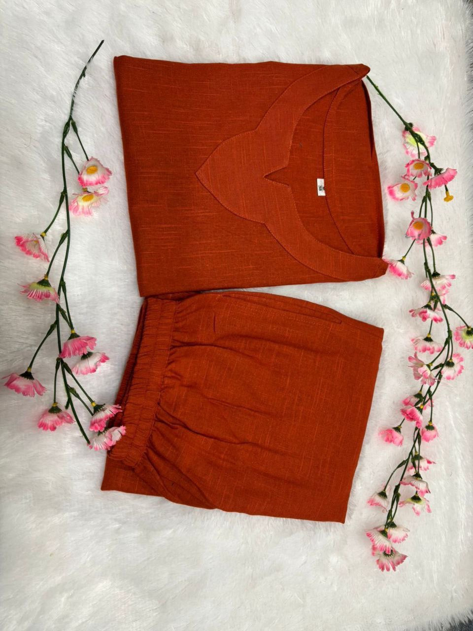 Rust Casual Two-Piece Loungewear Set