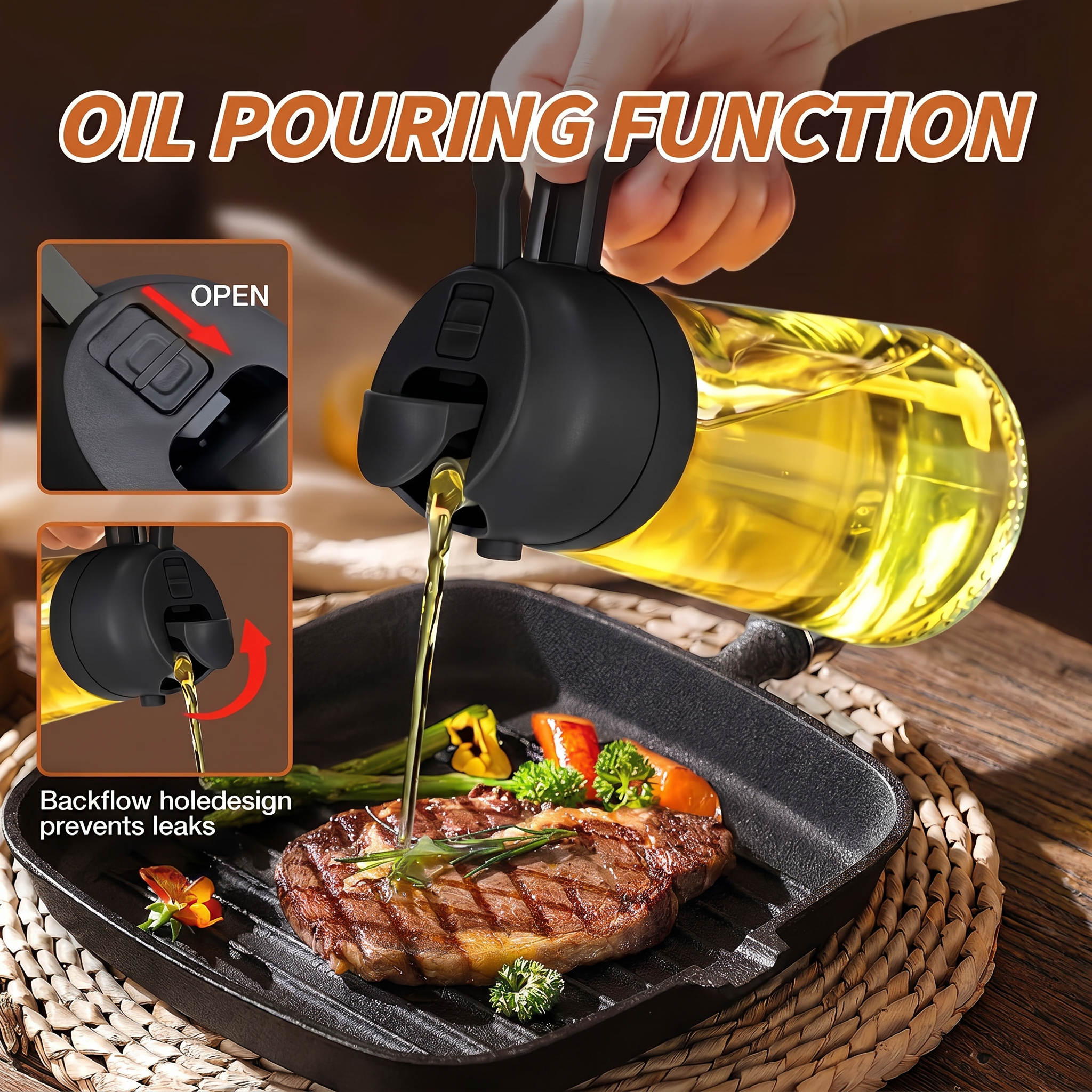 AirFryer Companion Leak-Proof Smart Oil Controller & Micro-Mist Flavor Spritzer