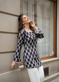 Black Floral V-Neck Tunic Top